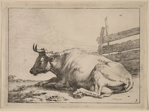 Paulus Potter, Cow Lying Down near a Fence