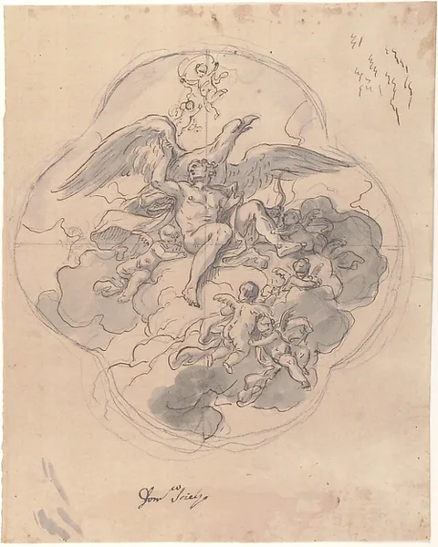 Francesco Solimena, Jupiter with his Eagle (recto)