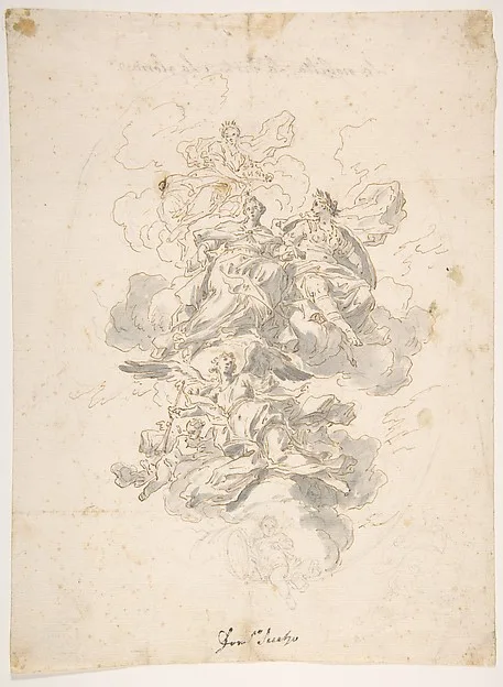 Francesco Solimena, Group of Allegorical figures: Sketch for a Ceiling Decoration ?