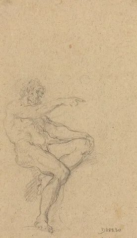 Francesco Solimena, A Seated Nude Man Pointing to the Right