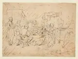 Egbert van Heemskerck the Elder, Interieur met een boerengezin aan de maaltijd