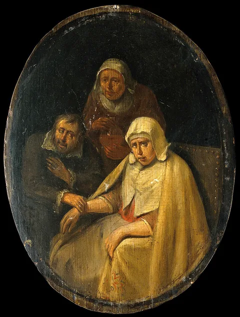 Egbert van Heemskerck the Elder, A man taking a woman's pulse.