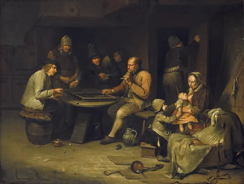 Egbert van Heemskerck the Elder, An inn with backgammon players