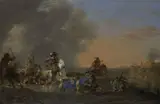 Jan Asselijn, Cavalry Attack at Sunset