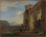 Jan Asselijn, Donkey Drivers beside a ruin in Italy