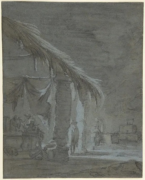 Jan Asselijn, Figures in an Outdoor Tavern