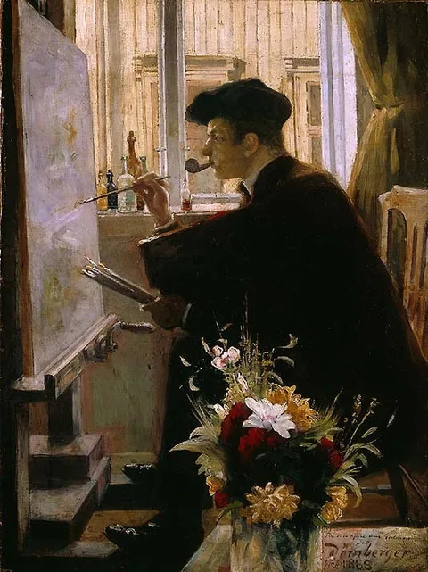Karl Dørnberger, By the Easel