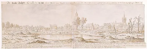 Herman Saftleven, View of Delft after the Explosion of the Gunpowder Arsenal on October 12, 1654