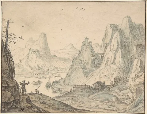 Herman Saftleven, River Landscape with Mountains