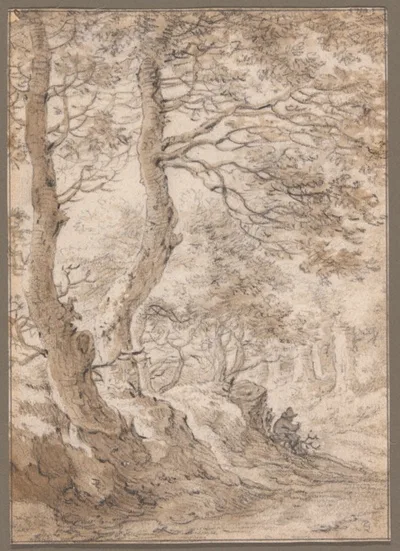 Herman Saftleven, A Forest Interior, with a Seated Figure
