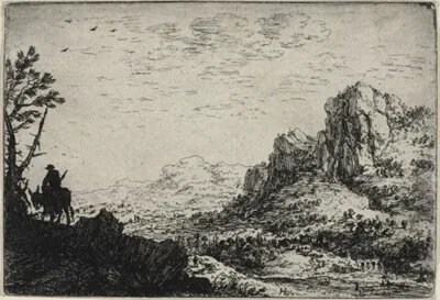 Herman Saftleven, A Traveller Riding a Mule, from Six Landscapes