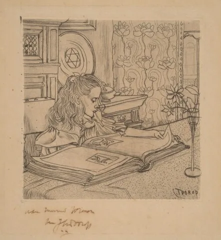 Jan Toorop, Charley Looking at an Album of Prints