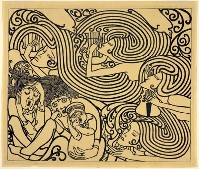 Jan Toorop, Image Design for a Poster, Wagenaar's Cantata 'The Shipwreck'