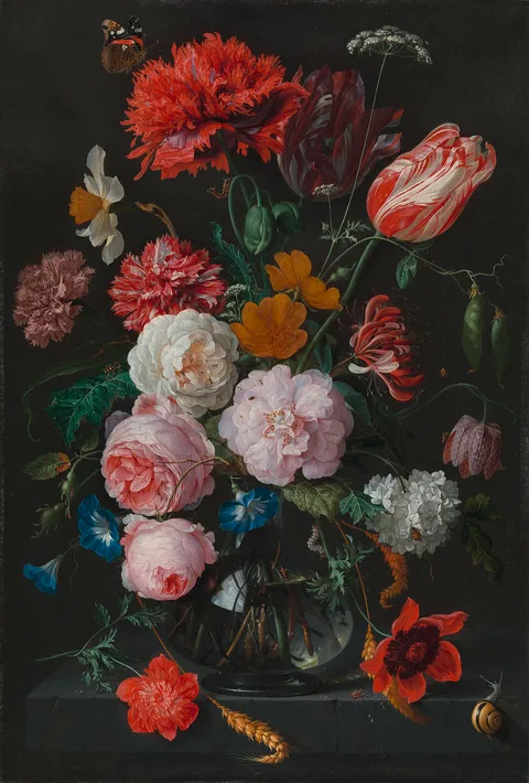 Jan Davidsz. de Heem, Still life with flowers in a glass vase