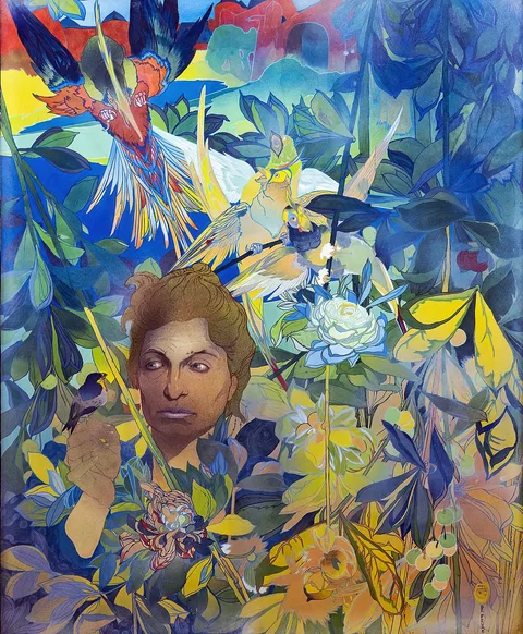 Georges de Feure, Woman with Birds  or  The Flower Woman