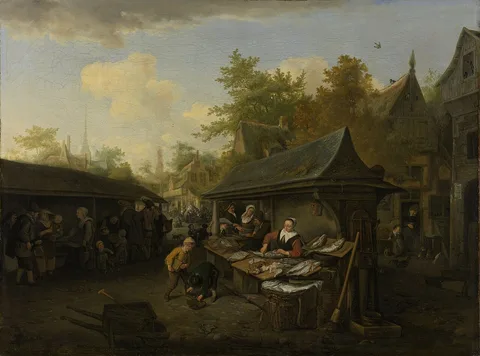 Cornelis Dusart, Fish Market
