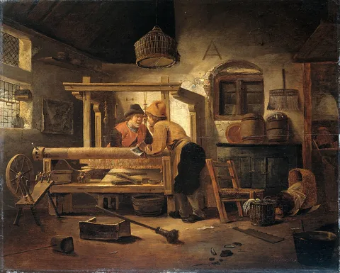 Cornelis Gerritsz Decker, Interior of Weaver's Workshop