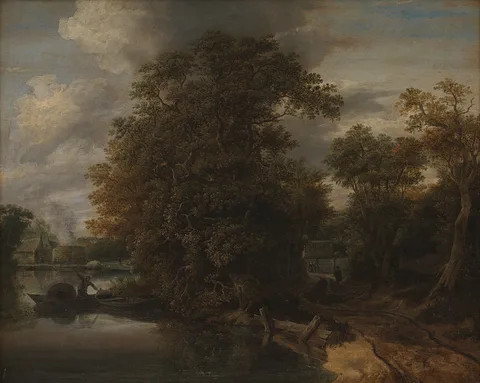 Cornelis Gerritsz Decker, Landscape by a River. In the Background a Limekiln