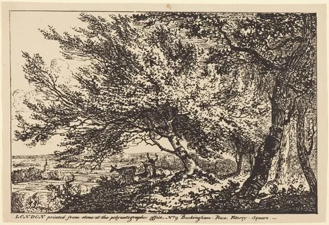 John Laporte, Landscape with Deer under Trees