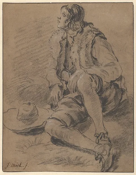 Jan Miel, A Young Man Seated on the Ground
