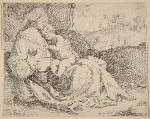 Jan Miel, The Virgin and Child on a Grassy Bank