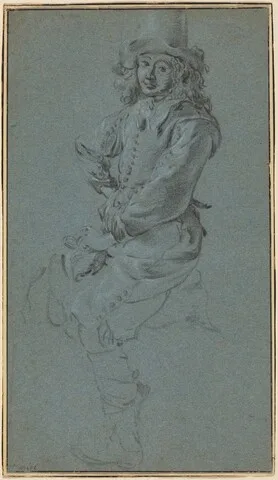 Jan Miel, Seated Cavalier with His Arm Akimbo