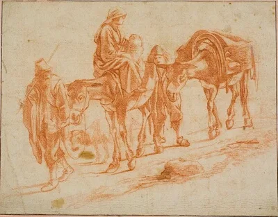 Jan Miel, Travelers with Two Mules