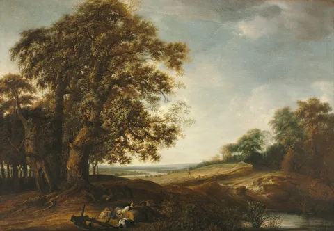 Simon de Vlieger, Sleeping Peasants near Fields (Parable of the Weeds)