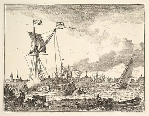 Ludolf Backhuysen, Harbor Scene