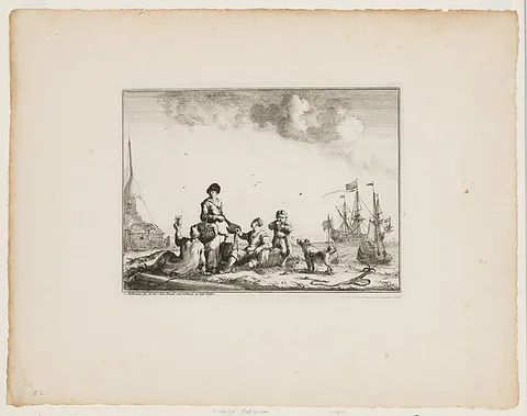 Ludolf Backhuysen, Fishwife And Two Sailors on the Shore