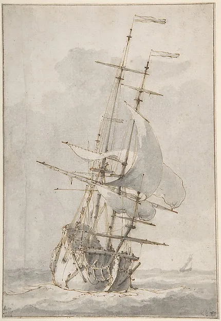 Ludolf Backhuysen, A Ship at Sea