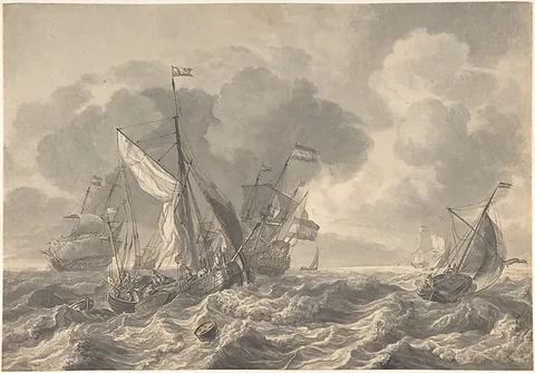 Ludolf Backhuysen, Ships in a Stormy Sea