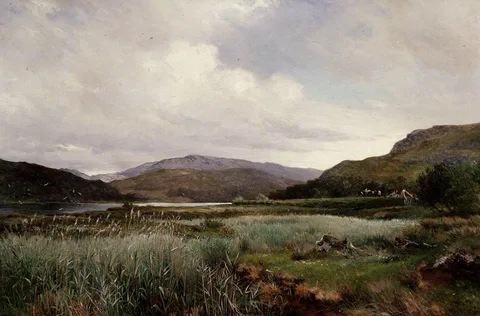 David Bates, A River Landscape with Reeds, Arthog