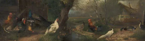 Julius Scheuerer, Poultry in a Farmyard