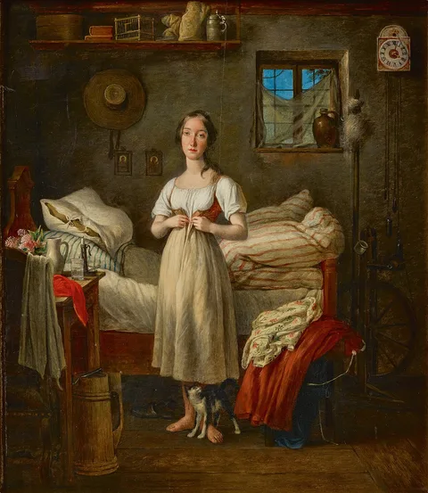 Johann Michael Neder, After a girl's morning toilet
