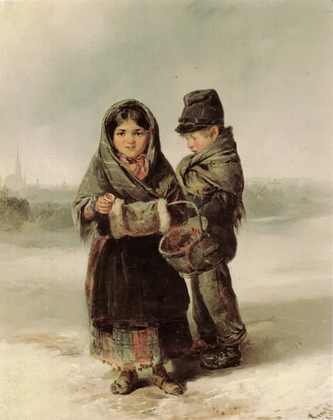 Matthias Ranftl, Begging children at the Glacis in Vienna