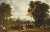 William Samuel Parrott, The Montem at Eton, with Windsor Castle beyond the River Thames