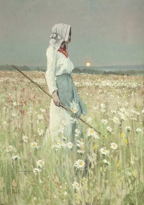 William Page Atkinson Wells, Landscape – Girl in a Meadow