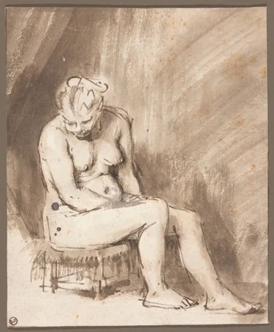 Rembrandt, Seated Female Nude