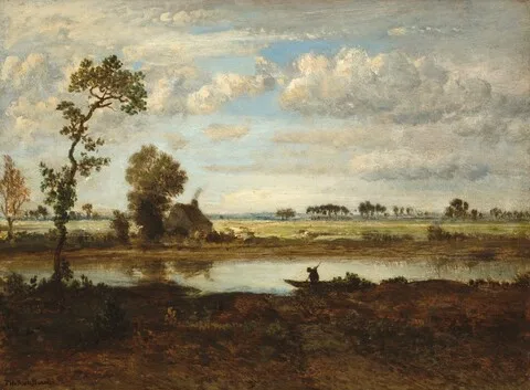 Théodore Rousseau, Landscape with Boatman