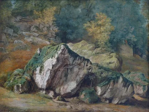 Théodore Rousseau, A Study of Rocks and Trees, Fontainebleau