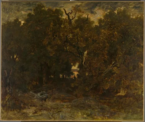 Théodore Rousseau, Leaving the Forest, Fontainebleau: Setting Sun