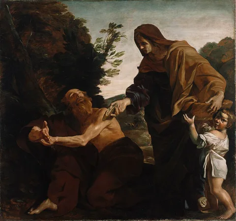 Giovanni Lanfranco, Elijah Receiving Bread from the Widow of Zarephath