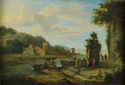 Mathys Schoevaerdts, landscape people at port