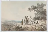 Julius Caesar Ibbetson, View of London with St. Paul’s in the distance: a family pausing on a road