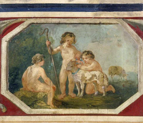 Julius Caesar Ibbetson, Putti Tending the Flock