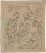 Gerrit van Honthorst, Diana and Two Nymphs Receiving Gifts from a Satyr (recto)