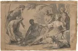 Gerrit van Honthorst, Diana and Four Nymphs Receiving Gifts from a Satyr
