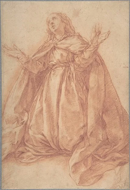 Abraham Bloemaert, Kneeling Female Figure with Upraised Arms