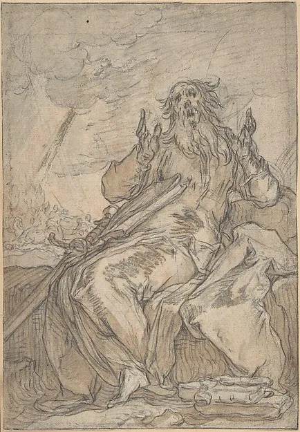 Abraham Bloemaert, Saint Paul Seated, with his Conversion in the Background (recto); Figure Sketch (verso)